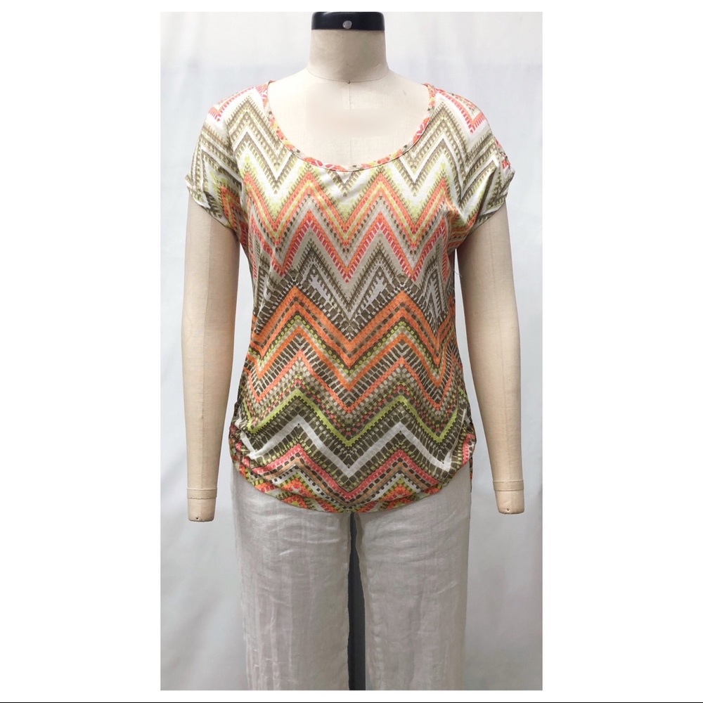 Chico’s Zig ZagChevron Pattern Short Sleeve Blouse